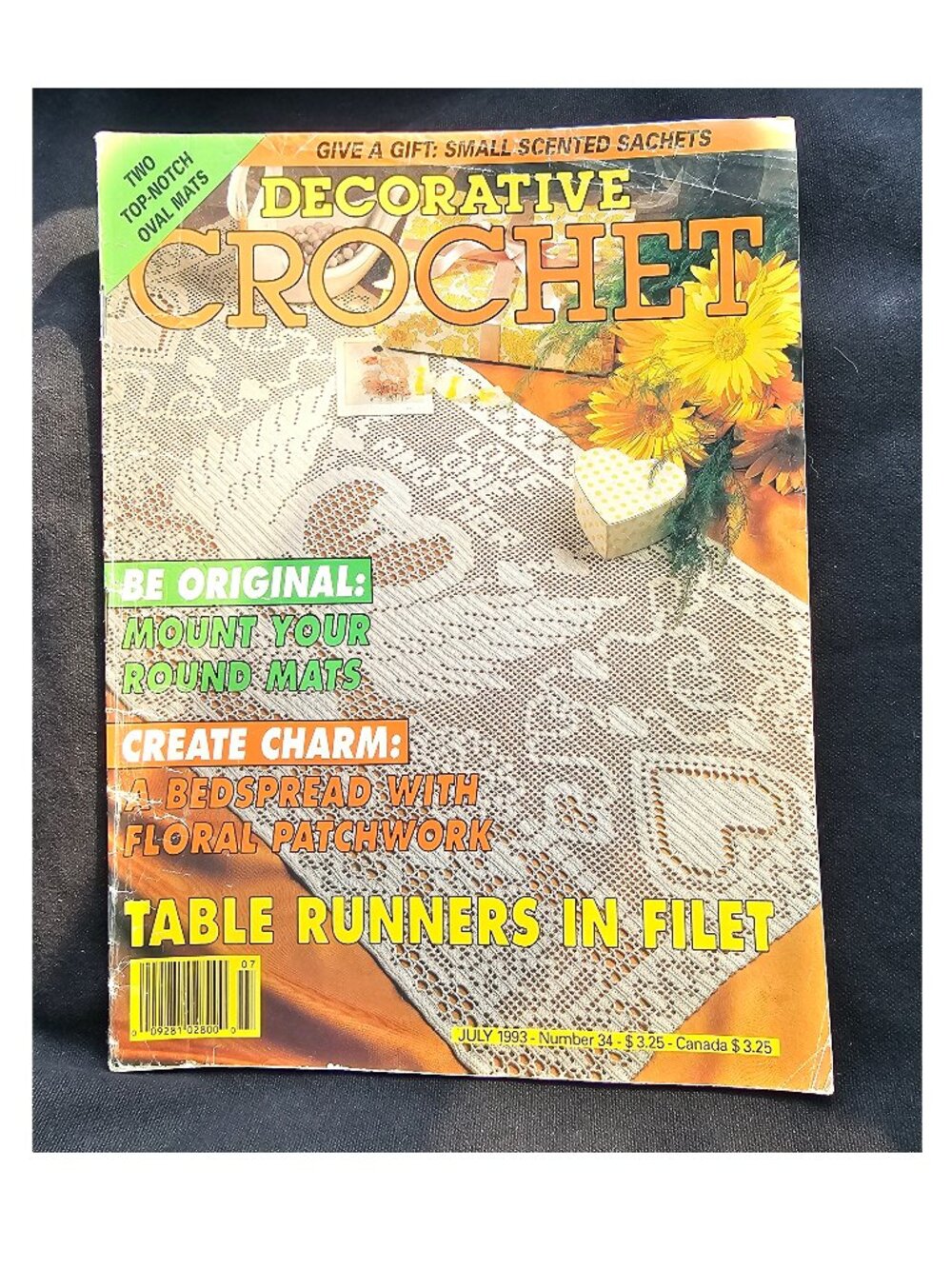 Vintage Decorative Crochet July 1993 Number 34 Patterns Afghan Table Runner Lace